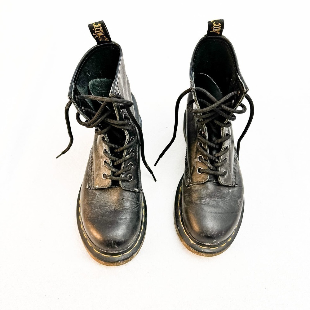 Dr. Martens Leather Combat Boot Black Lace Up Size 6 UK4